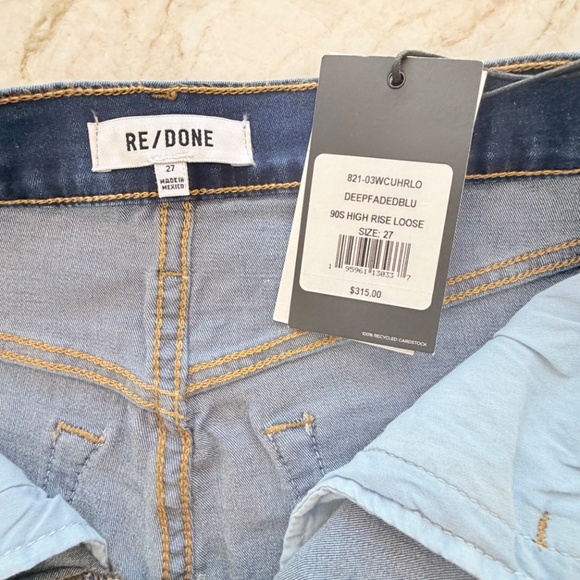 RE/DONE Jeans 90s High Rise Loose Straight Leg Button Fly Deep Faded Blue 27 NWT - Picture 3 of 10